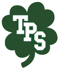 TPS logo in white color with a green background